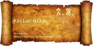 Kállai Milán névjegykártya