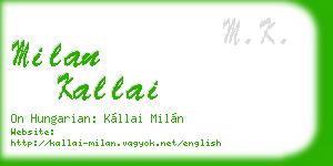 milan kallai business card