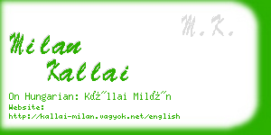 milan kallai business card